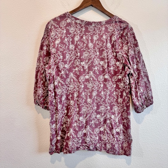 Gloria Vanderbilt Boho Prairie Floral Popover Top Cotton Peasant Blouse XL - Picture 8 of 11